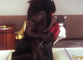 Furry Hentai - Beast and Inky Cat having wild sex with creampie - Yiff anime manga japanese cartoon porn 3D