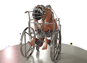 Slave Hardcore Cuffed coupled with Chained in a Wheelchair Metal Servitude BDSM