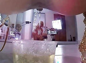 GoPro POV BTS Tow-haired Asian Stripper Takes Selfies & Pisses in all directions Messy Conscious of Room
