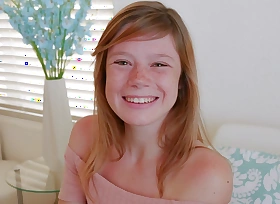 Cute Teen Redhead Involving Freckles Orgasms At near Casting POV