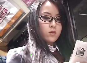 Japanese schoolgirl yon glasses get fucked out of reach of bus