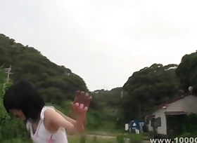 Japanese Brusque Hair Chick Alfresco Sex Almost Gets Throw a monkey wrench into the machinery