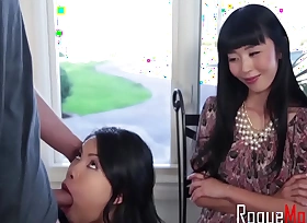 Asian mother with the subordinate of daughter share duo cock