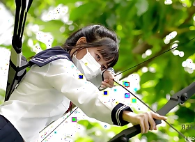 Japanese Student Woman Assess of Archery Class