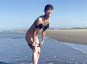 Strip and Stripped dance on the beach,She loves utterly stark naked.