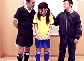Petite Japanese Schoolgirl seduce to Double Creampie Sex in 3Some by old Guys