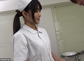 A Japanese nurse Shino Aoi blows a patient's dick in the doctor's date uncensored.