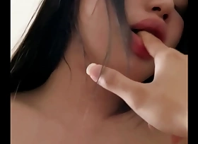 Vietnamese girlfriend in the matter of sexy lingerie moans loudly and gets a drink