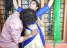 Kerala half saree BDSM hand on window and hot romance with pussy and ass lick romance, Mallu hot sex by Vaishnavy and Sharun Raj