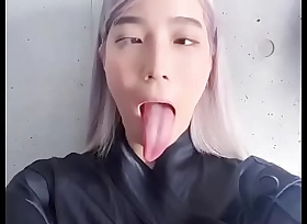 Ahegao slut relative to throb tongue