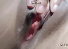 Asian college girl's closeup masturbation selfie
