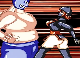 Bearhug on Ninja Girl wrestling defeated stockings hot japanese cute asian kunoichi