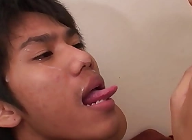 Cocksucking Asian twinks have bareback four before pissing