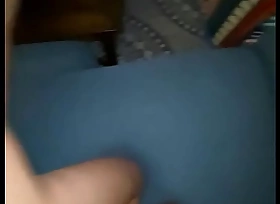 Girlfriend watching porn while getting her pussy strectch